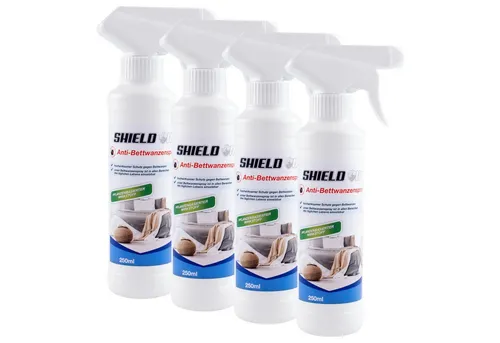ShieldOn Anti-Bettwanzenspray 4x 250 ml - Hochwirksamer Schutz gegen Bettwanzen - Ungezieferschutz: Effektives Spray im praktischen 4er-Pack, bietet langanhaltenden Schutz vor Bettwanzen für ein sicheres Zuhause.