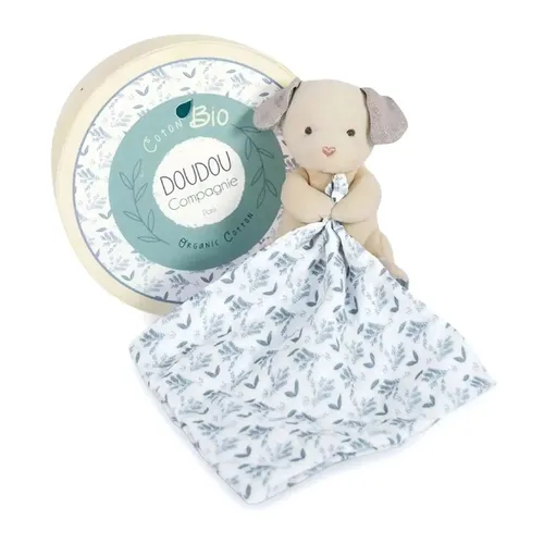 Bio Hund mit Schmusetuch, blau 15cm - Kuscheltiere: Weicher Bio Hund mit Schmusetuch, perfekt als Geschenk zur Geburt. Waschmaschinenfest und in schönem Geschenkkarton verpackt.
