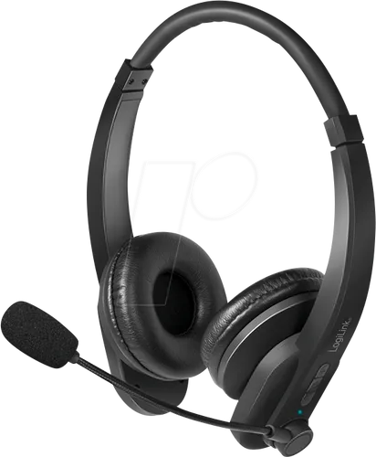 LogiLink BT Stereo Headset - Mikrofon Schwarz, 18 Stunden Akkulaufzeit, ideal für Kundenservice und Call-Center-Mitarbeiter