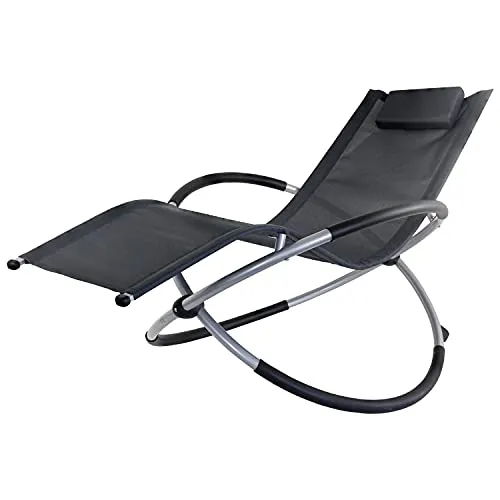 Kingpower Gartenliege Schaukelliege - Faltbare Sonnenliege in Anthrazit - Ergonomische Schaukelliege für Garten und Balkon, belastbar bis 150 kg. Ideal zum Entspannen mit gepolsterten Armlehnen und platzsparendem Klappmechanismus.