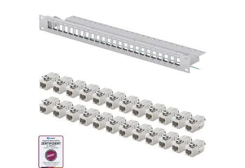 HB-DIGITAL Patchfeld 19 Zoll 24-Port CAT 6a - Praktisches 24-Port Patchpanel für 19-Zoll-Racks, unterstützt hohe Datenraten bis 10 Gbit/s. Ideal für professionelle Netzwerkinstallationen mit einfacher Montage und zuverlässiger Erdung.