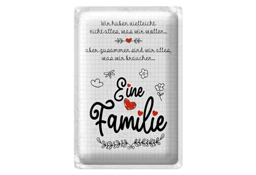 Roomando Metallschild Spruch Familie Wir haben nicht alles aber 12x18cm