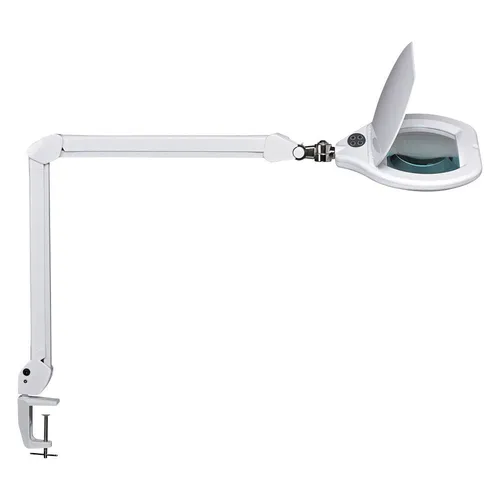 MAUL MAULcrystal Lupenleuchte 18 W mit Tischklemme - Lampen mit integriertem LED-Leuchtmittel, energieeffizient und ideal für präzise Arbeiten dank brillantem Lichtstrom von 1868 lm.