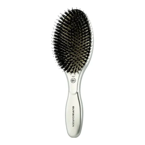 Olivia Garden Oval Haarbürste - Boar & Nylon - Silver - Haarbürsten für glänzendes Haar, kombiniert natürliche Borsten mit Nylon für sanftes Entwirren und Pflege.