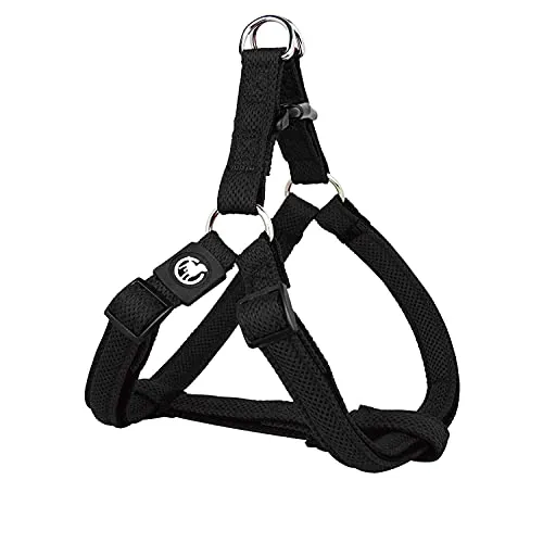 DDOXX Air Mesh Step-In Hundegeschirr - Verstellbare Brust Welpengeschirr für alle Größen - S (Schwarz)