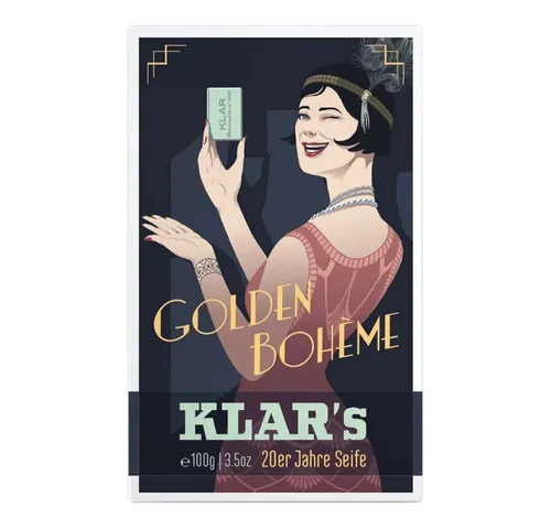 Klar Seife Handseife Retroseife - 20er Jahre Golden Bohème 100g - Handseife im Retro-Stil, entführt in die glamourösen 20er Jahre und sorgt für ein luxuriöses Duscherlebnis.