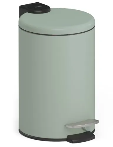 stardis 3 Liter Treteimer Edelstahl Pastell grün matt mit Absenkautomatik Klappdeckel leise schließend Softclose mit Inneneimer Kosmetikeimer Mülleimer Abfalleimer Badezimmer