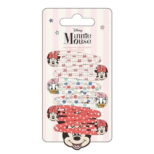 Minnie Maus und Freunde Haarspangen Schönheitsset für Mädchen mit Schleife oben und Glitzer - Set enthält 6 Haarspangen