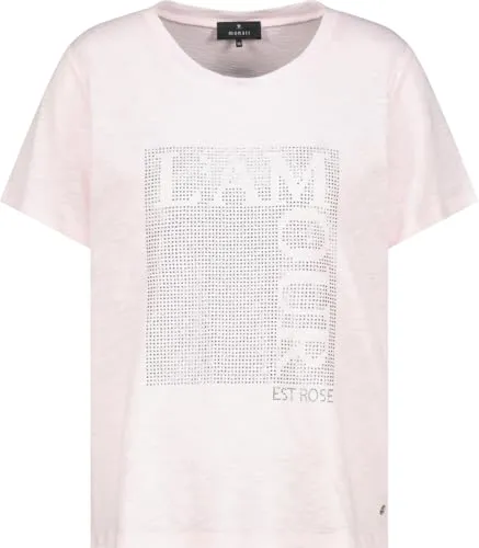 Monari Kurzarmhemd T-Shirt - Elegantes Kurzarm-T-Shirt aus hochwertiger Baumwolle und Modal, mit einzigartiger Flammgarn-Struktur und funkelnden Strasssteinen. Ideal für einen stilvollen Alltag.