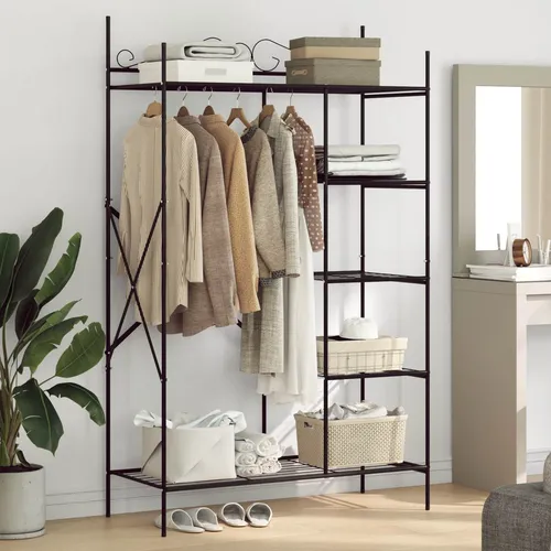 Offener Kleiderschrank Schwarz 104,5 x 45 x 172 cm aus Stahl - Stylischer offener Kleiderschrank für eine praktische Aufbewahrungslösung. Robuste Stahlkonstruktion, ideal für jeden Raum und Platz sparend.