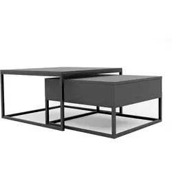 Produktbild COUCHTISCH quadratisch Schwarz mit Stauraum