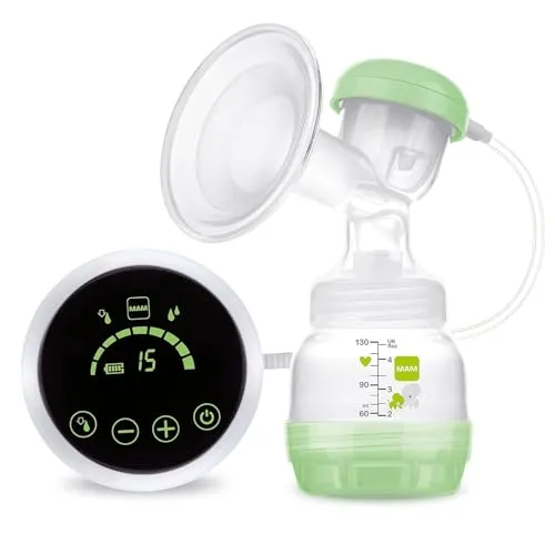 MAM 2in1 Milchpumpe – Flexible Nutzung als Handmilchpumpe oder als elektrische Milchpumpe – Pumpe für Muttermilch mit leichter Handhabung, grün