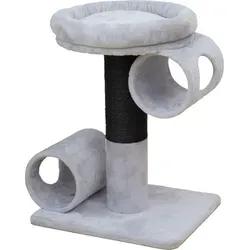Europet Bernina Kratzbaum Budapest grau/schwarz - Kratzbaum für Katzen mit weichem Plüsch und zwei Tunneln, ideal zum Krallen pflegen und Spielen. Kompakte Maße: 67 x 54 x 45 cm.