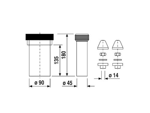 SANIT 58.931.00..0000 WC-Anschlussgarnitur 180mm DN90