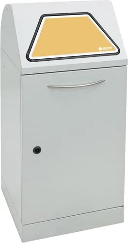 Wertstoffsammler 60 l mit handbetätigter Einwurfklappe - Praktischer Wertstoffsammler mit 60 l Volumen, ideal für Innen- und Außenbereiche. Aus robustem Stahl, ausgestattet mit selbstschließender Klappe und Klebefolienset zur farblichen Kennzeichnung.