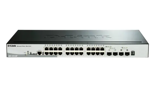D-Link DGS-1510-28P Switch - 28 Anschlüsse L3 Managed - Netzwerk-Switch mit 28 Anschlüssen, PoE+ Unterstützung und stabelbarem Design für flexible Netzwerkinfrastrukturen.