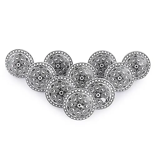 Ajuny 10er Set Keramik Knöpfe Weiß Und Schwarz Bedruckt Für Schranktüren Schubladen Und Möbel Griffe Handgefertigte Dekorative Keramik KnöpfeFür Küchenschränke Badezimmer Kommoden Zuhause Und Büro