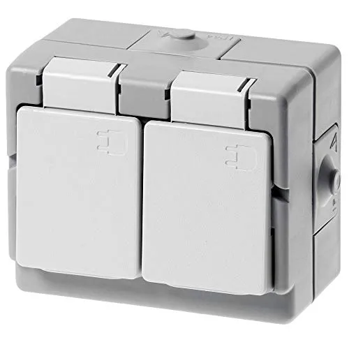 Kopp 130248006 Schutzkontakt-Steckdose 2-fach, Aufputz-Feuchtraum Standard