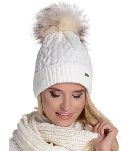 Alur Mütze Damen Beanie Wintermütze Strickmütze mit Bommel