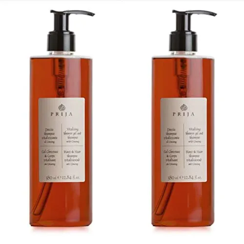 Prija - Haut- und Haarshampoo mit Ginseng, 2x 380 ml Flakon, Haar- & Körperpflege - Erlebnis für Haut und Haar, Hergestellt in Italien