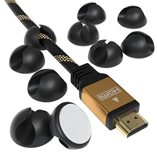 EAZY CASE 12x Kabelclips zur Kabelbefestigung, elastisch & selbstklebend I Kabel Befestigungsclips, Kabelhalter für Kabelmanagement, flexibel, Schwarz