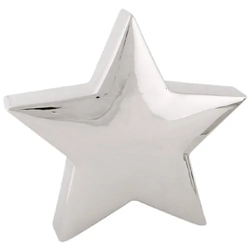 ETC dekorativer stimmungsvoller großer Deko-Stern Keramikstern dreidimensional Silber glänzend ca. 40 x 7 x 40 cm