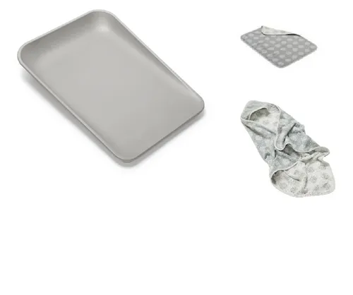 Leander Matty Wickelkissen pearl grey + Topper und Hoodie Kaputzentuch cool grey