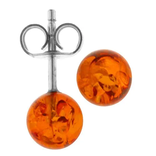 Klassische Ohrstecker 8 mm aus Silber 925 mit Bernstein - Elegante Ohrringe für Damen, aus hochwertigem Silber 925 gefertigt, mit einem einzigartigen Bernstein, der jedem Outfit einen besonderen Glanz verleiht.