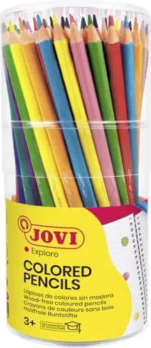 Jovi Buntstifte Woodless, holzfrei, 3-kant Form, ab 3 Jahren, bruchsicher, 84 Stück in 12 verschiedenen Farben