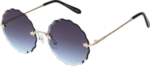 Damen Sonnenbrille Rund Form Designer 80er Modern Urlaub Sommer Strand 30572 Schwarz/Blau