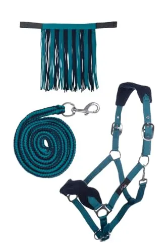 HKM 10733 Halfterset, Halfter Fliegenfransen Strick 180cm Karabiner, Pony VB WB