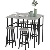 HOMCOM Bargruppe Bartisch-Set im Industriedesign, 6-teilig