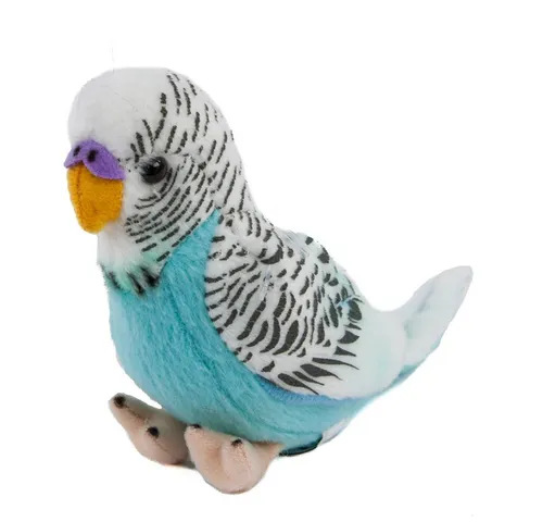 Teddys Rothenburg Kuscheltier Wellensittich hellblau weiß 12 cm Plüschvogel (Stofftier, Plüschtier, Stoffvogel)
