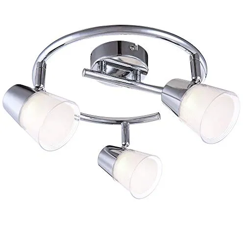 Praktische LED Deckenleuchte chrom Kunststoff klar, innen weiß gestreift 3W - Globo TIEKA 56185-3