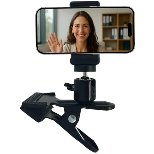 TronicXL Handy Halterung Tischhalterung Smartphone Klemmstativ Tisch Klemme mit Kugelkopf für iPhone Handys Smartphones Halter Schreibtischhalterung für Live-Stream Fotografie Video