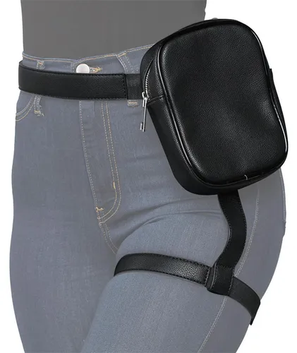 Oberschenkeltasche Damen Wasserdicht Abnehmbarer Gurt Schwarz 18,5x12,5x5cm