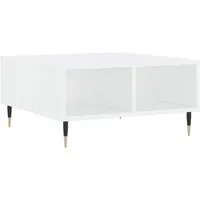 vidaXL Couchtisch Weiß 60x60 cm - Praktischer Wohnzimmertisch - Moderne Couchtisch aus Holzwerkstoff mit 4 Fächern für reichlich Stauraum. Robuste Tischplatte und stabiles Eisen-Gestell sorgen für Langlebigkeit und einfache Reinigung.