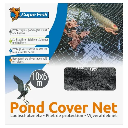 SuperFish Laubschutznetz 10 X 6 M (EUR 0,77 / m²) +24 Erdspieße Reiherschutz