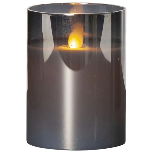 Star Trading Kerze M-Twinkle, Stumpenkerze, Schwarz, Rauchglas, LED, Timer, Warm