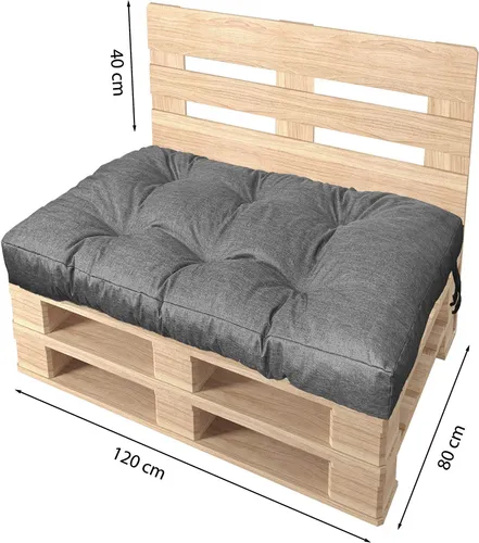 Pillows24 - Palettenkissen wasser- und UV-beständig - Sitzkissen | Polster für Europaletten 120x80 - Palettenmöbel - Outdoor/Indoor, Grau