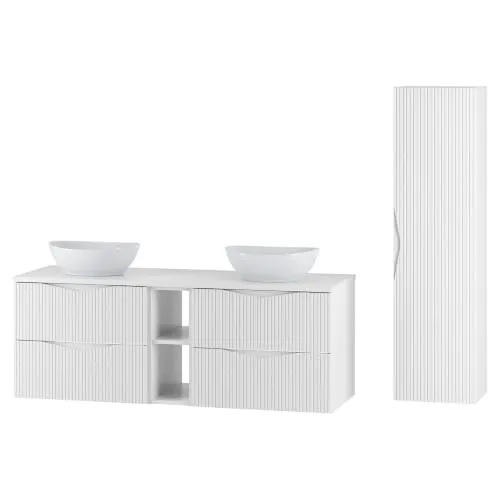 Lomadox Badmöbel-Set 2-teilig mit 140 cm Waschtisch in Weiß
