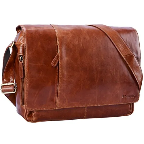 STILORD Vintage Umhängetasche Leder groß für Herren Damen in braun von STILORD