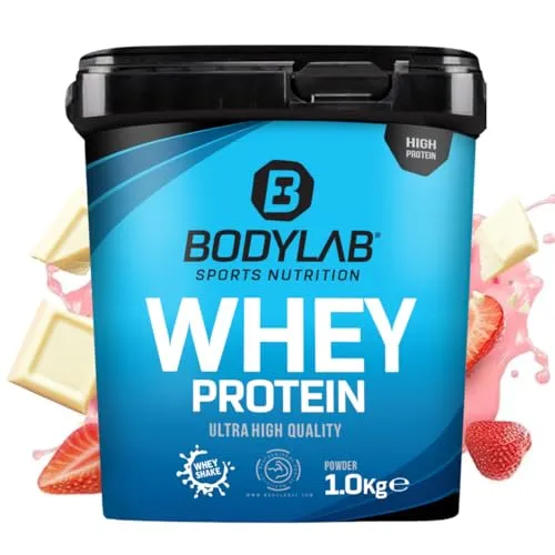 Produktbild Bodylab24 Whey Protein Pulver mit Erdbeer & weißen Chocolate Chunks, 1kg
