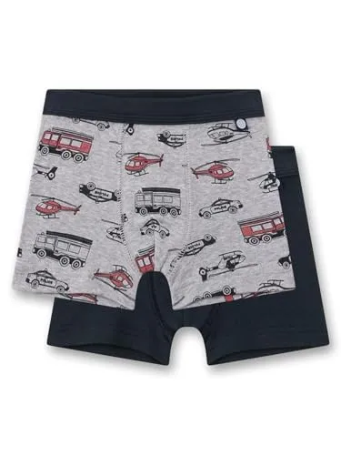 Sanetta Jungen-Hipshorts (Doppelpack) schwarz & grau Fahrzeuge | Hochwertige und nachhaltige Unterhose für Jungen aus Baumwolle.