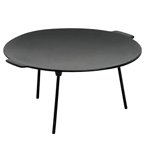 BBQ-Toro Gusseisen Grillplatte mit 3 Beinen – vielseitig und ideal für Pfannengerichte - Grillplatten für Outdoor-Küche, aus Gusseisen für gleichmäßige Wärmeverteilung, bereits eingebrannt und vielseitig als Dutch Oven Tisch verwendbar.