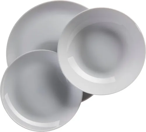 Luminarc GREY DIWALI GRANIT Tafelservice 18-tlg - Tafel-Service aus strapazierfähigem Opalglas, spülmaschinen- und mikrowellengeeignet. Perfekt für stilvolle Dinner und alltägliche Mahlzeiten.