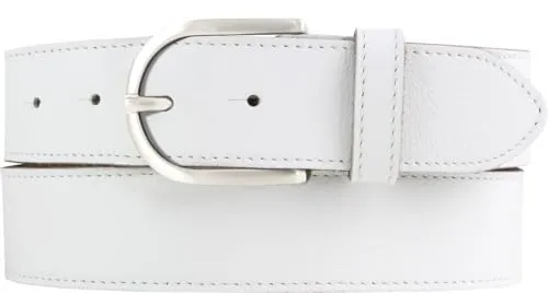 BELTINGER Weicher Damen-Gürtel aus Nappaleder mit Steppnaht 4 cm | Hochwertiger Ledergürtel aus weichem Leder 40mm Damen | Jeans-Gürtel 4cm | Weiß 95cm
