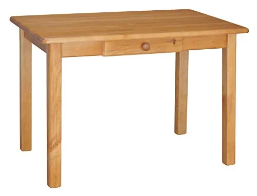 k koma Massiver Kiefernholztisch mit Schublade – Eleganz in Erlenholz-Look, 80 x 80 cm