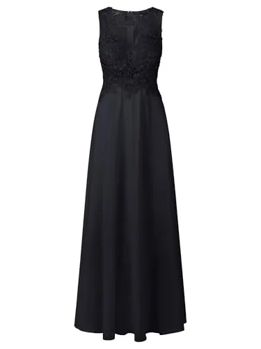 APART Abendkleid mit floraler Spitze und Tüll-Einsatz, schwarz, 36 - Elegantes Abendkleid für Damen mit floraler Spitze und Tüll-Einsatz, ideal für besondere Anlässe, figurnahe Taille für eine traumhafte Silhouette.