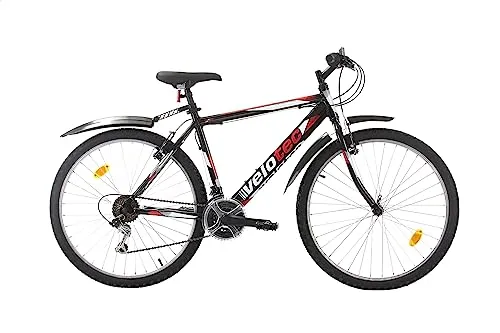 Multibrand PROBIKE 26 Zoll Mountainbike ALU Rahmen 18 Gang, Herren-Fahrrad & Jungen-Fahrrad, Schutzbleche, geeignet ab 165-183 cm (Schwarz Rot)